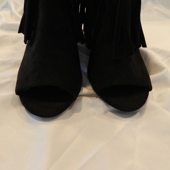 Carlos Santana womens fringed open toe ankle boots with side zipper, like new - Picture 2 of 7